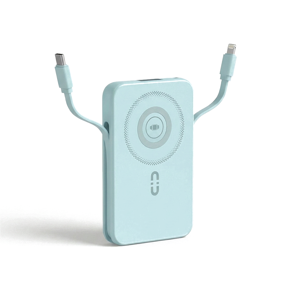 Sekage Power Bank sky blue - cables out