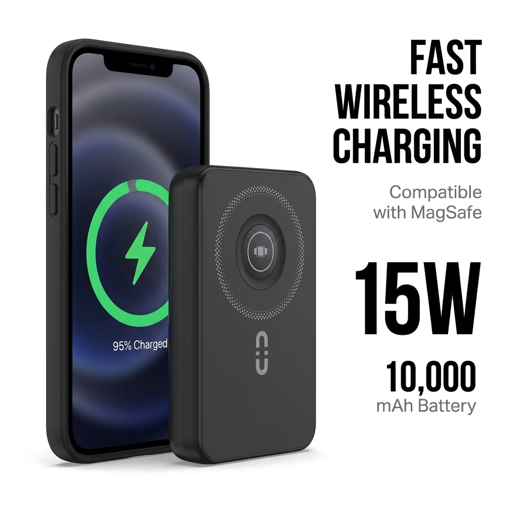 Sekage Power Bank black - 15W wireless charging